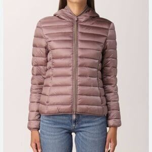 Save The Duck Full Zip Hooded Puffer Jacket Parka Coat Pink Small